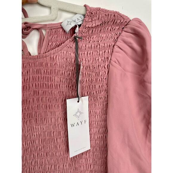 NWT WAYF Camden Smocked Puff Sleeve Tiered Maxi Dress - Picture 6 of 13